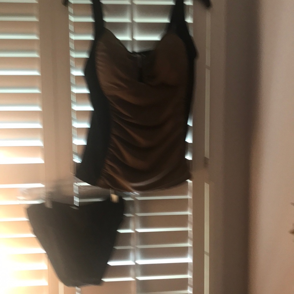 VENUS Tankini …brown and black..top size 14 bottoms 10